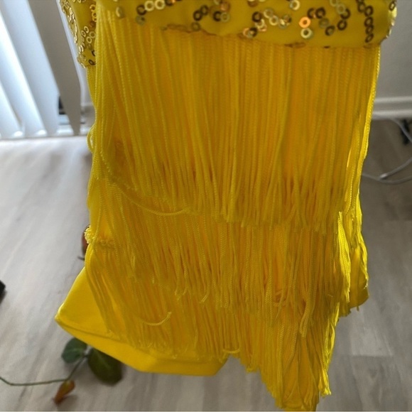 WEISSMAN Dance Costume yellow Fringe flapper GOOD TO BE ALIVE 11109 LC child - Picture 8 of 13
